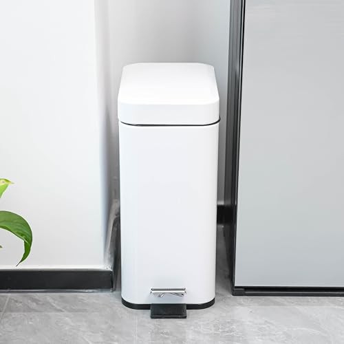 2.6 Gallon- Rectangular Small Steel Step Trash Can 10L White - Bild 6 von 7