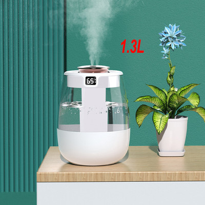 1.3L Ultrasonic Humidifier: Dual-Mist, Top-Fill, LED Light - Ideal for Bedrooms