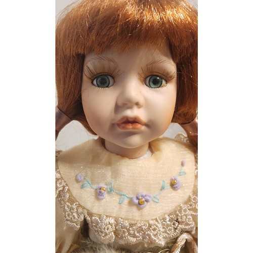 Set of 3 Geppeddo Porcelain Dolls Axis Corp 13in with Teddy Bears - Picture 2 of 16