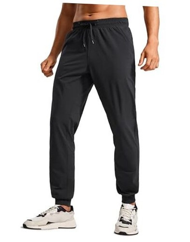 Athletic Joggers for Men 29"/31" Lightweight Water Resistant Medium Black
