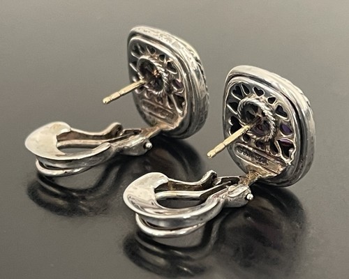 Pendientes Omega David Yurman 'Albion' Amatista Púrpura Oro 14K Plata de Ley - Imagen 4 de 4