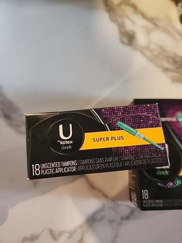 2 x U by KOTEX Sleek Unscented Tampons Super Plus 36 Total - New HTF 18 Per Box - Picture 4 of 12