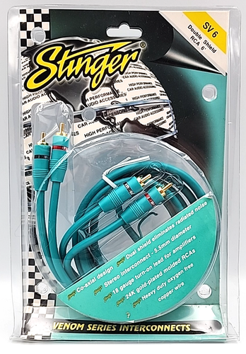 Stinger SV6 Venom Series 6ft RCA Car Audio Interconnect Gold Dual Shield New NOS - Picture 2 of 4