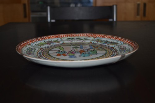 ANTIQUE CHINESE EXPORT PORCELAIN 10" PLATE BOWL MANDARIN FAMILLIE ROSE - Picture 10 of 12