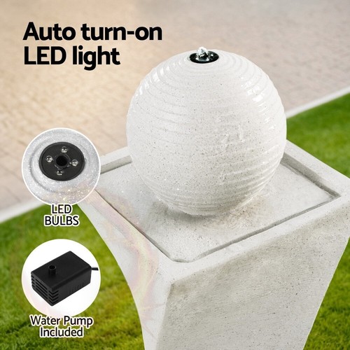 Gardeon Solar Fountain Water Feature Bird Bath Outdoor Garden LED Lights Ball - Picture 6 of 7