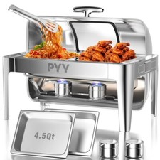 PYY Roll Top Chafing Dish Buffet Set, 9 QT Stainless Steel Chafing Server Set