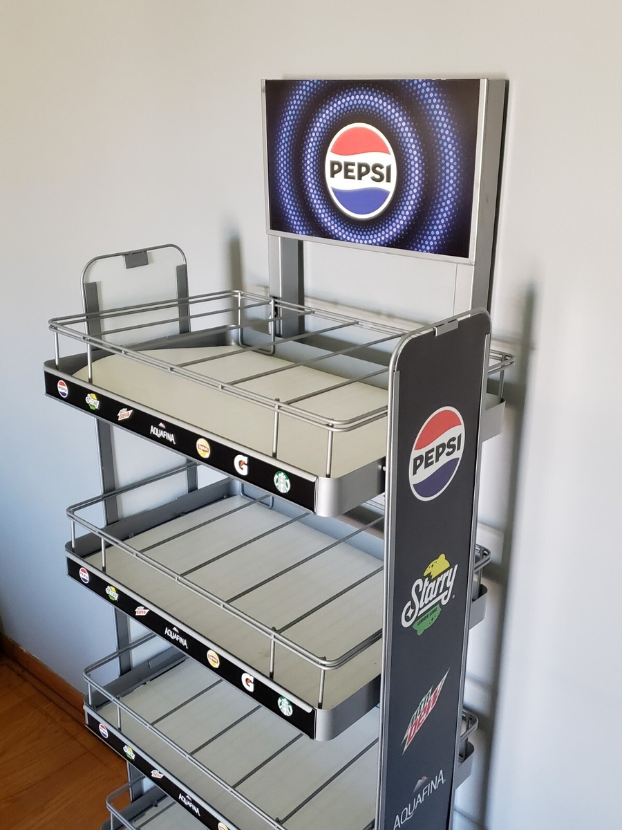 Pepsi Store Display Metal Rack Shelf 5-Tiers With Wheels
