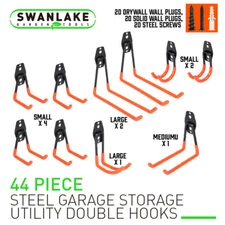10-Pack Garage Hooks Heavy Duty Steel Storage Double Hooks Utility Organizing