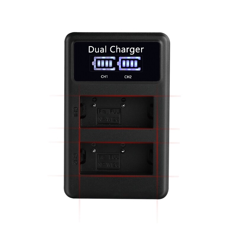 Dual Battery Charger Dock for Fujifilm NP-W126 X-A3 X-E1 X-Pro 1 X-T2 X-T20 Dual Battery Charger Dock for Fujifilm NP-W126 X-A3 X-E1 X-Pro 1 X-T2 X-T20