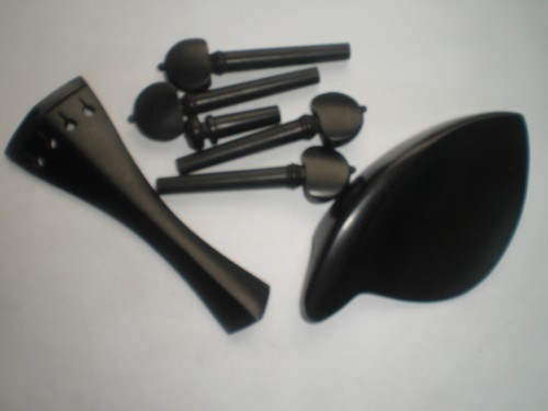 1 Set Black Ebony Fiddle Parts 4/4 with Tail Piece Chin Rest Pegs End Button - Picture 3 of 8
