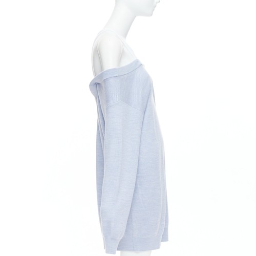 ALEXANDER WANG T blue merino wool white contrast sweater dress M - Picture 4 of 9