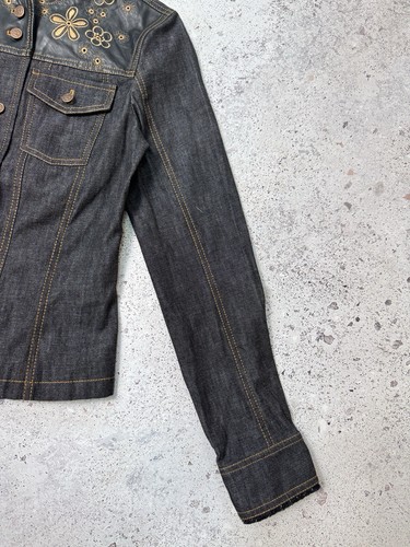 Vintage Kenzo Jeans Wester Denim/Leather Shirt Size 36 Women Avant Garde - Picture 4 of 18