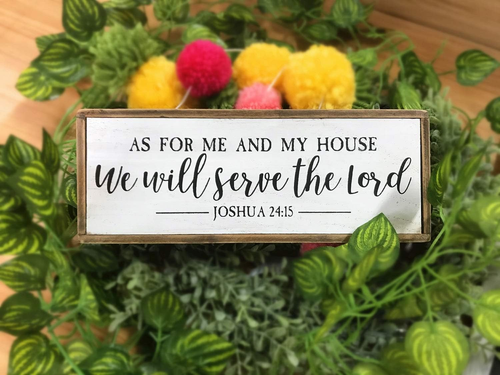 Paris Loft as for Me and My House We Will Serve the Lord Wood Rustic Wall Sign P - Picture 6 of 12