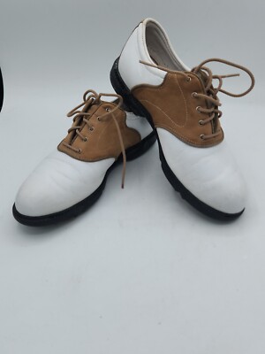 Nike Air Womens Golf Shoes Sz Soft Spikes Leather Oxford White Brown  980507