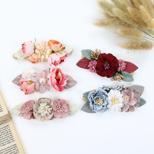5PCS Floral Nylon Headbands Soft Hairbands for Baby Girls & Newborns - Picture 5 of 7