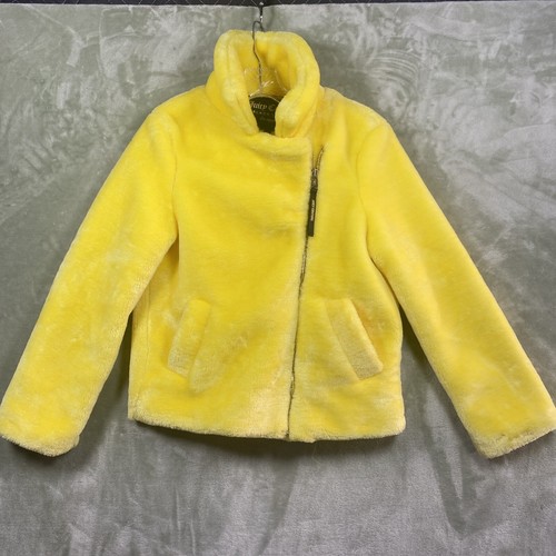 Juicy Couture Black Label Soft Fuzzy Zip Up Coat Sz S Fashion Yellow Retail $248 - Picture 2 of 10