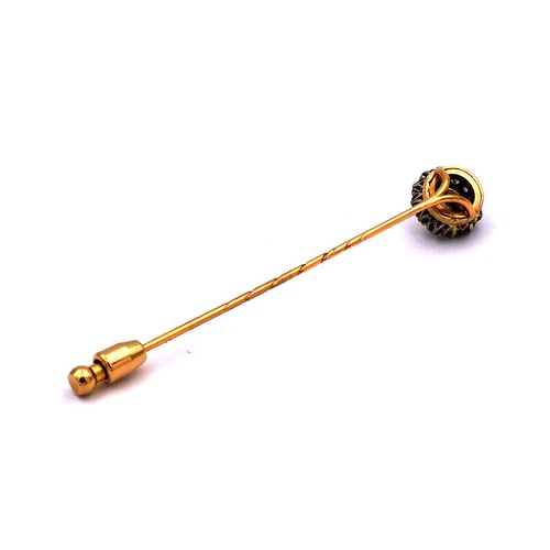 Antike Perl 0.6 ct Diamant Reversnadel Krawattennadel 750 Gold um 1910 - Bild 6 von 6