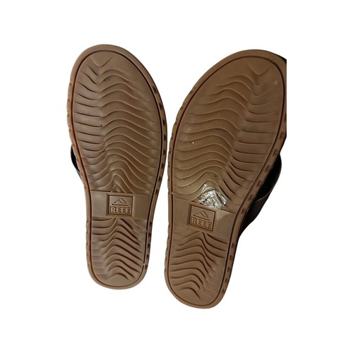 REEF Men’s Flip Flops Brown Leather Upper Rubber Sole Size 12/46 - Picture 11 of 11