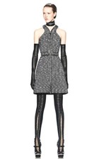 ALEXANDER MCQUEEN Black White Tweed Zipper Racerback Dress 40 4