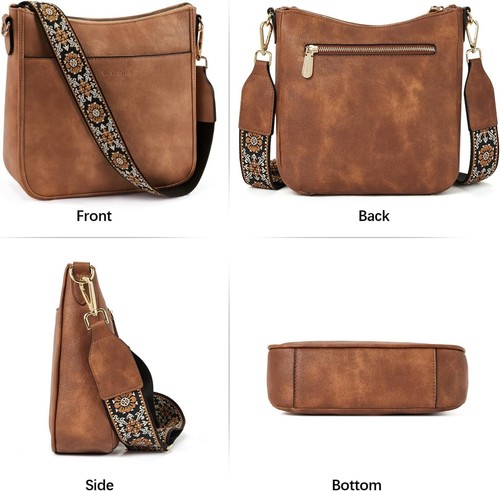 Stylish Crossbody Bag for Women - Vegan Leather Shoulder Handbag with Wide Strap - Picture 9 of 10