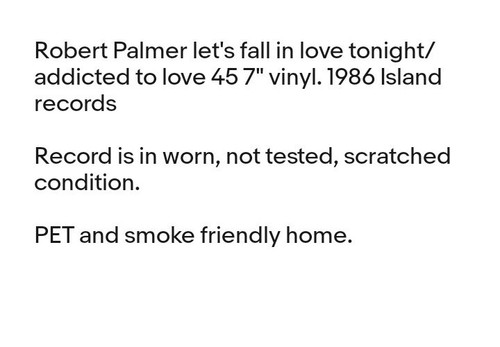 Robert Palmer Addicted To Love / Let's Fall In Love Tonight 45 Island 1986, WORN - Picture 2 of 13