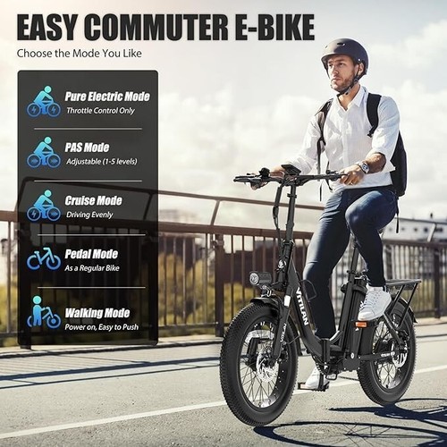 Vitilan U3 20" Electric Folding Bike 48V 13AH WW750 Fat tire E-Mountain 45KM/H - Picture 8 of 21