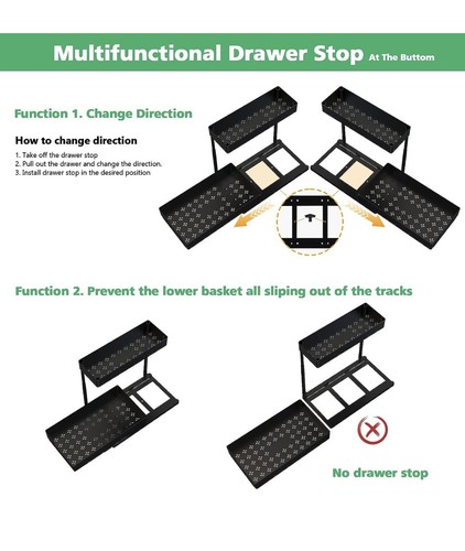 2 Tier Under Sink Organizer For Kitchen Bathroom Cabinet Sliding Storage Drawer - Picture 4 of 6