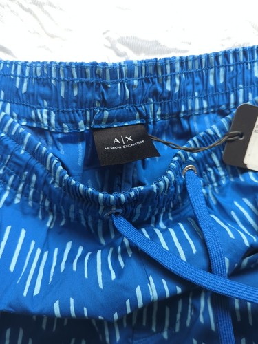 Armani Exchange AX Shorts Men's Small 31 All Over Print Drawstring Blue Swim Gym - Picture 6 of 10