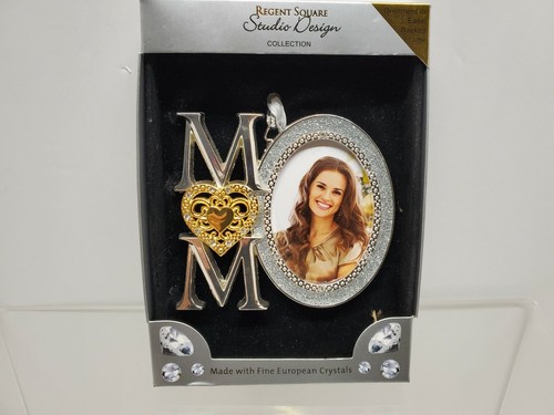 Regent Square MOM photo ornament or easel frame, European Crystals - Picture 1 of 2