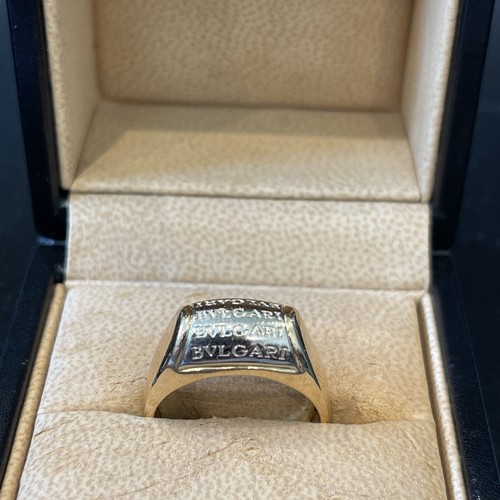 Authentic Bvlgari Tronchetto 18K Yellow And White Gold Ring #260-006-331-5547 - Picture 2 of 10