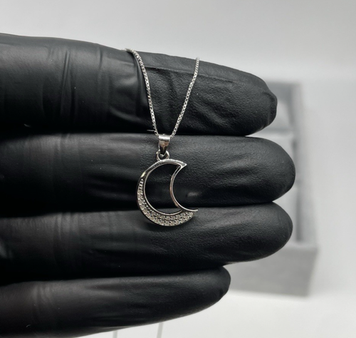 COLLANA FEMMINILE DI ARGENTO 925 FIRMATA LACCETTO CON CHARM LUNA MADE IN ITALY - Foto 3 di 10