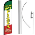 Fresh Hot Pizza Rwg Windless Banner Flag & 16' Flagpole Kit /Ground