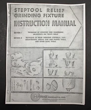 Harig Products Steptool Relief Grinding Fixture Instruction Manual Grinder