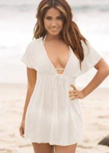 white mesh cover up dress