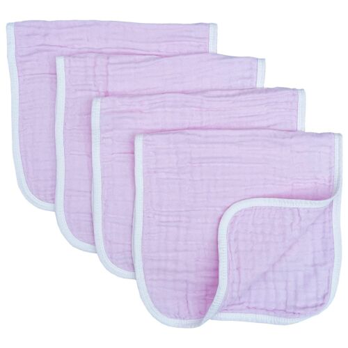 4PCS Muslin Burp Cloths Large 20X10 In 100% Cotton 6 Layers Extra Absorbent Pink - Picture 1 of 5