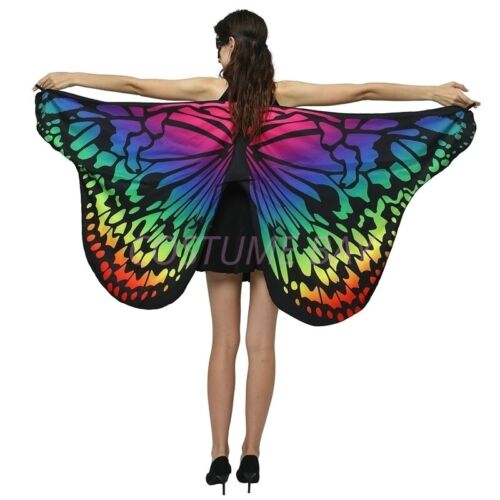 Woman's Soft Fabric Multicolour Butterfly Wings Cape Scarf Wrap Printing Shawl - Picture 22 of 31