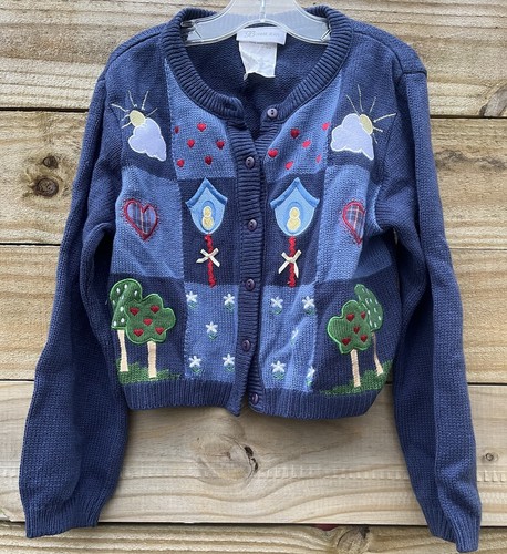 Bonnie Jean Girls Sz 7 Appliqué Cardigan Sweater