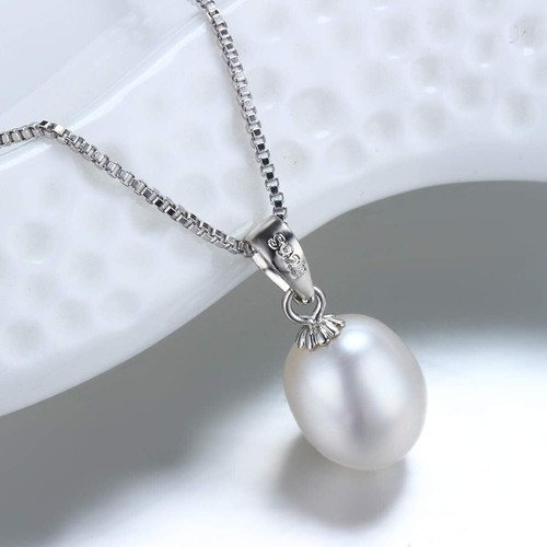 Jewelry Set Pearl Pendant Necklace &Pearl Earrings Set 925 Sterling sliver Gift - Picture 2 of 6