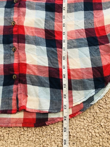 Natural Reflections Size Medium Red Blue Plaid Button Up Short Sleeve Shirt Top - Picture 13 of 13