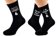 2 Pairs of Socks. 1: Personalised Loves Sailing Boat. 2: Dreaming Sailing Image