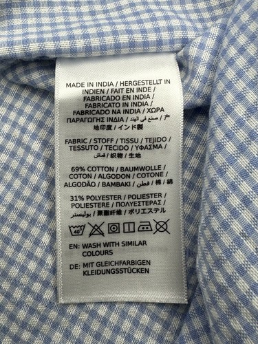 GANT Men’s Button Down Dress Shirt Tech Prep Blue White Gingham Check S/S Size M - Picture 14 of 16