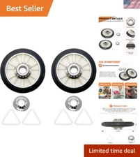 Replacement Dryer Rear Drum Roller Kit with Retaining Washers - DIY Friendly