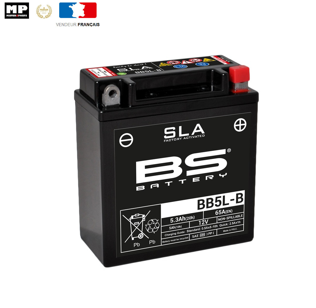 Batterie moto 12V 5Ah YB5L-B étanche et activée en usine BS Battery