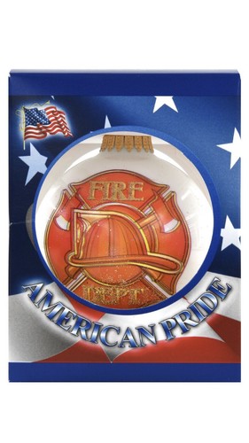 🎄🚒 American Pride Fire Dept "1st In Last Out" 🚒 Glas Ornament 3,25" Feuerwehrmann - Bild 2 von 5