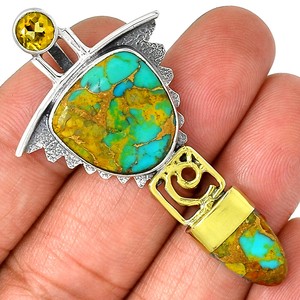 Pilot-Mountain-Turquoise-amp-Citrine-Two-Tone-Silver-Pendant-AP62760-28Q
