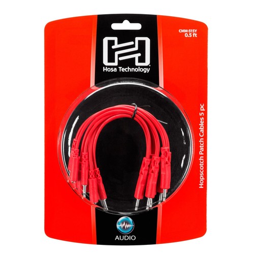 Hosa CMM-515Y 5-Pack 6" Hopscotch 1/8" TS & TSF Pigtail to 1/8" TS Patch Cables - Picture 2 of 2