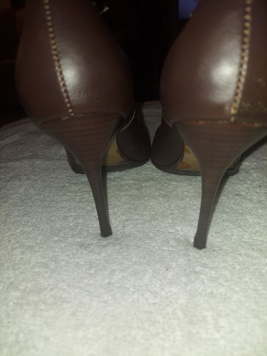 Luichiny Brown Leather Pointy Toe Stiletto Pumps Size 7M - Picture 5 of 7