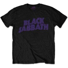 Black Sabbath Men's Wavy Logo Vintage Short Sleeve T-Shirt, Black, X-Large