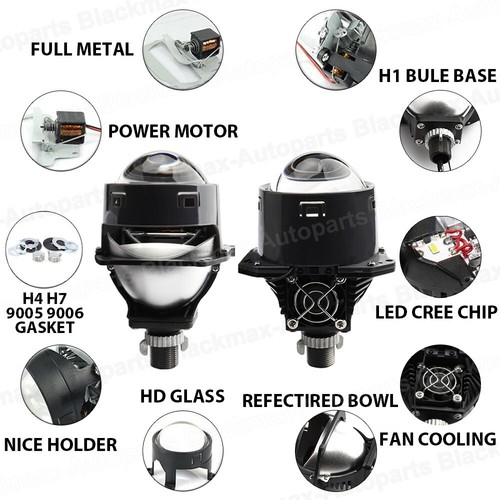 2 Pcs 3.0'' in Bi LED Projector Lens Car Headlight Kit H4 H7 9005 9006 Universal - Foto 11 di 12
