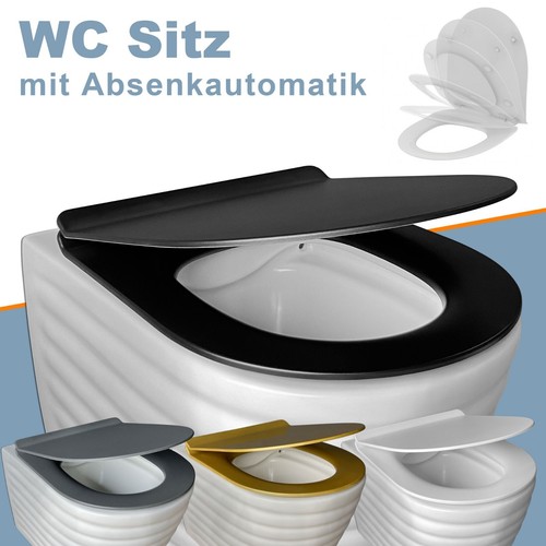 WC Sitz mit Absenkautomatik Toiletten Sitz Deckel Weiß Schwarz Grau Gold - Bild 1 von 32